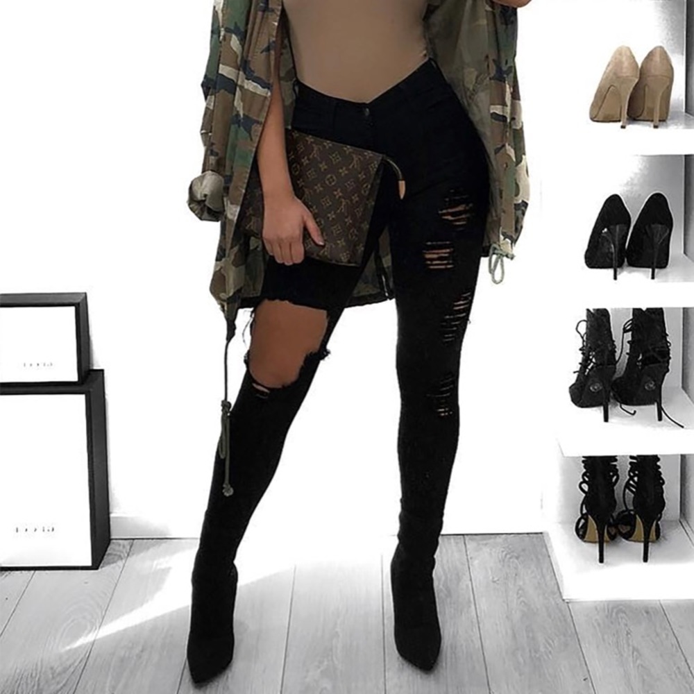 Fashion Nova Black High-Waisted Glistening Jeans